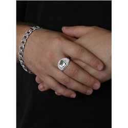 Мусульманское кольцо из серебра с плавленым кварцем родированное К-3000р