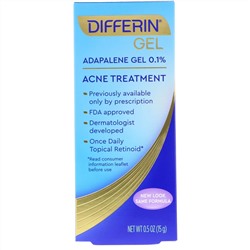 Differin, Адапаленовый гель 0.1%, уход за кожей с угревой сыпью, 0.5 унций (15 г)