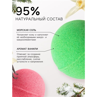 Новогодний подарочный набор косметики SB BEAUTY, бомбочки для ванны «Гномы», красный, зелёный, 2×180 г