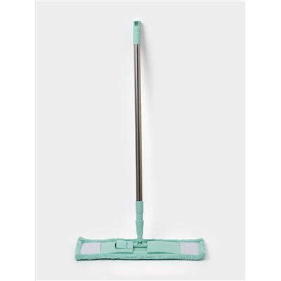Швабра для мытья пола плоская Доляна, насадка из микрофибры 40×10 см, телескопическая стальная ручка 68(122) см
