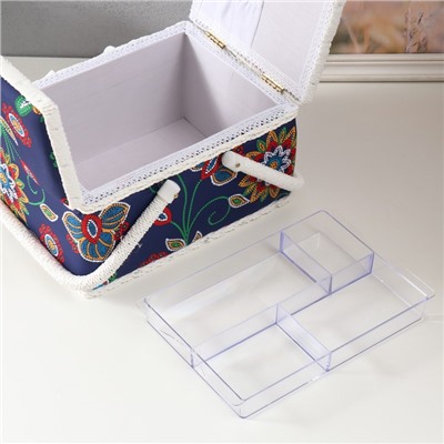 Шкатулка для рукоделия и шитья «Цветочная мозаика», хранение ниток, иголок, мелочи, 19×26×14.5 см