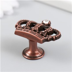 Ручка для шкатулки металл «Корона», страза, состаренная медь, 4.5×3.2×2.6 см