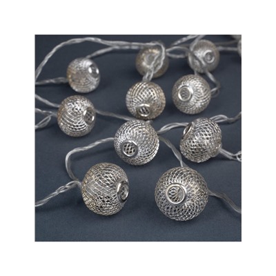 Гирлянда «Нить» 4 м с насадками «Шарик сетка», IP20, прозрачная нить, 20 LED, свечение белое, 8 режимов, 220 В