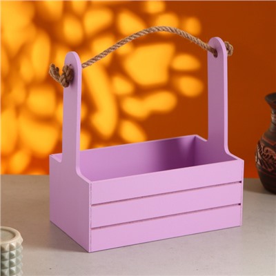 Подарочный ящик «Аром», деревянный, ручка - канат, сиреневый, набор 3 шт.