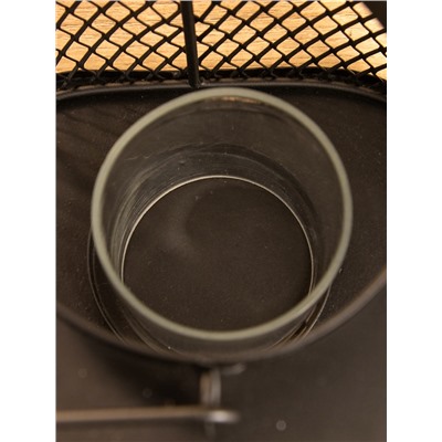 Подсвечник фонарь со стеклянной колбой, 19.5×23×15.5 см, d=10 см, металл, чёрный