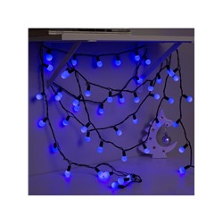 Гирлянда «Нить» 10 м с насадками «Шарики 2.5 см», IP44, тёмная нить, 100 LED, свечение синее, 8 режимов, 220 В