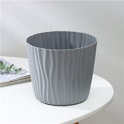 Кашпо для цветов со вставкой «Волна», 2 л, d=16 см, h=13.5 см, цвет серый