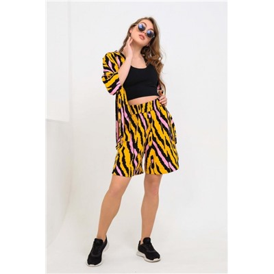 Костюм штапель рубашка _ шорты 1252 (Желто-сиреневый)