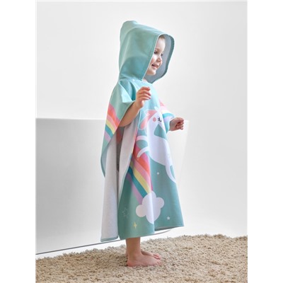 Полотенце - пончо детское махровое «Крошка Я. Единорог», 60×120 см, зелёное