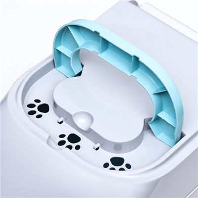 Туалет-домик для кошек закрытый с дверцей 43×32×33 см, бирюзово-серый