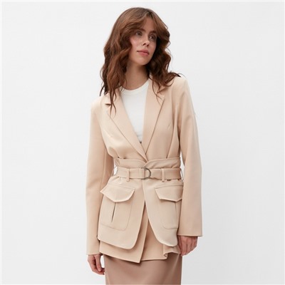 Пиджак женский MINAKU: Casual Collection, песочный, размер 44