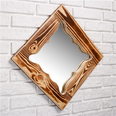 Зеркало резное «Бабочка», сосна, обожжённое, 40×40 см, ромб