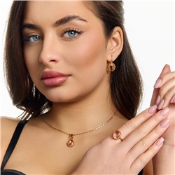 Комплект ювелирной бижутерии коллекция "Дубай" серьги, кулон и кольцо 20 р, покрытие позолота, вставка: стекло, цвет: шампань, арт.217.512-20