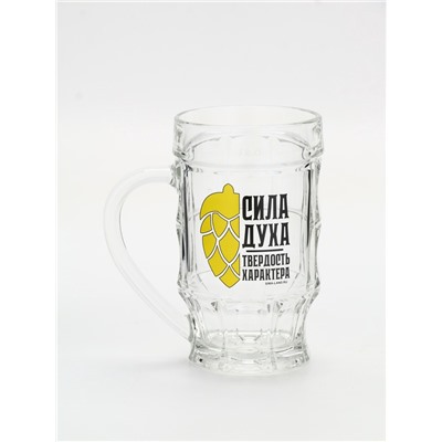 Кружка стеклянная пивная «Сила духа», 500 мл