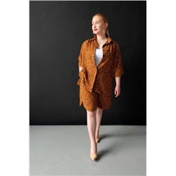 Костюм штапель рубашка _ шорты 1252 (Леопард желтый)