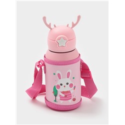 Термос детский «Единорог», 500 мл, с кружкой, два вида крышек, сохраняет тепло до 6 ч, нержавеющая сталь, розовый