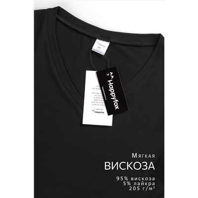 Женская футболка из вискозы с V-вырезом Happyfox