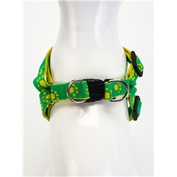 Шлейка с поводком «Большая лапа», ширина 1.5 см, поводок 120 см, шлейка 28-42 см, зелёная, жёлтая