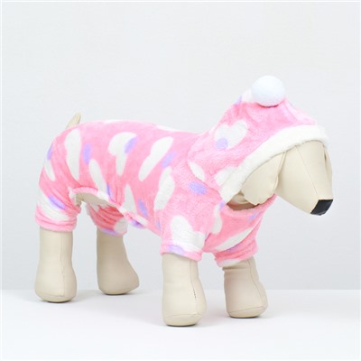 Комбинезон «Любовь», с капюшоном, размер L, ДС 35 см, ОГ 45 см, ОШ 35 см, розовый