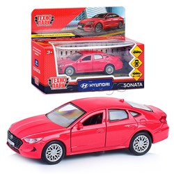 Машина металл Hyundai Sonata 12 см. (двери, багаж, красный) инерц., в коробке