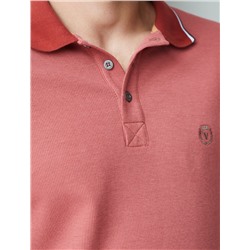 Лонгслив из фактурного трикотажа с плетеным воротником поло с застежкой на пуговицы