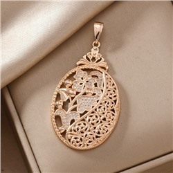 Кулон крупный овальный ювелирная бижутерия коллекция "Дубай" покрытие позолота, вставка: фианиты, цвет: прозрачный, арт.217.342