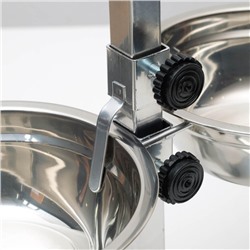 Подставка с мисками, 2×1.5 л, высота 50 см, разборная с верхним фиксатором, хром