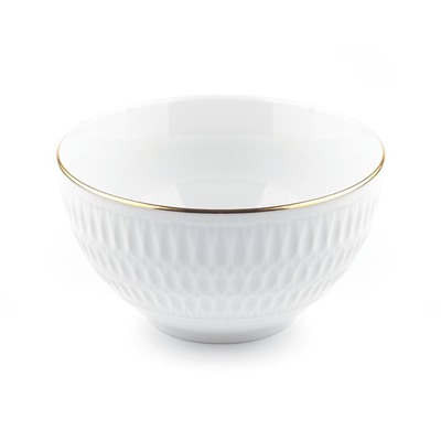 Салатник Cmielow Sofia «Отводка золото», d=11.5 см, фарфор, белый