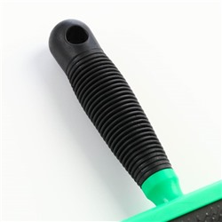 Пуходерка без капель, прорезиненная ручка, 10×16 см, зелёно-чёрная