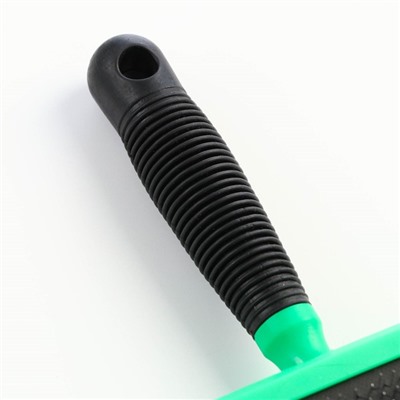 Пуходерка без капель, прорезиненная ручка, 10×16 см, зелёно-чёрная