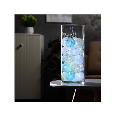 Гирлянда «Нить» 5 м с насадками «Клубки пастельные», IP20, прозрачная нить, 20 LED, свечение белое, 220 В