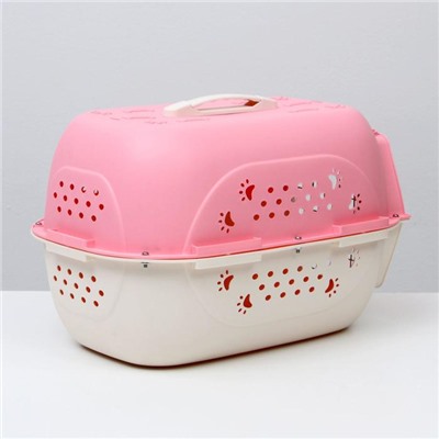 Переноска пластиковая, 47.5×33×31 см, розовая