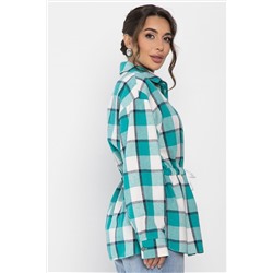 Рубашка хлопковая Джанет (бело-зеленая) Б14270-4М