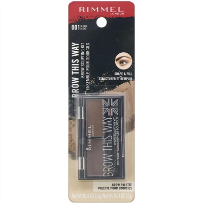 Rimmel London, Набор для моделирования бровей Brow This Way, 001 палитра для блондинок, 1 шт