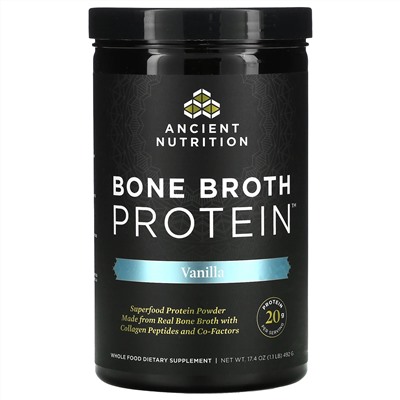 Dr. Axe / Ancient Nutrition, белок из костного бульона, со вкусом ванили, 492 г (17,4 унции)