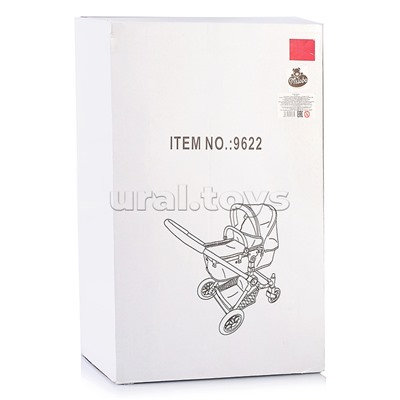 Коляска-трансформер для кукол, металлическая, с корзиной, цвет красно-серый