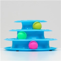 Игровой комплекс «Пижон» для кошек с 3 шариками, 24.5×24.5×13 см, голубой