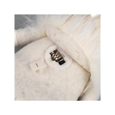 Светодиодная фигура «Гном белый» 20×24×10 см, текстиль, батарейки AG10×3 (в комплекте), свечение тёплое белое