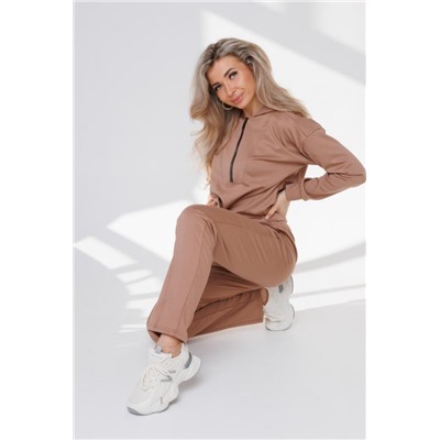 Костюм спортивный без начеса на молнии 43065 (Светло-коричневый)