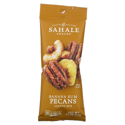 Sahale Snacks, Глазированная смесь, банан, ром, пекан, 9 пакетиков, 42,5 г (1,5 унции) каждый
