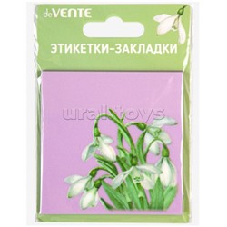 Самоклеящиеся этикетки-закладки "Flower" пластиковые полупрозрачные, 76x76 мм, 50 листов