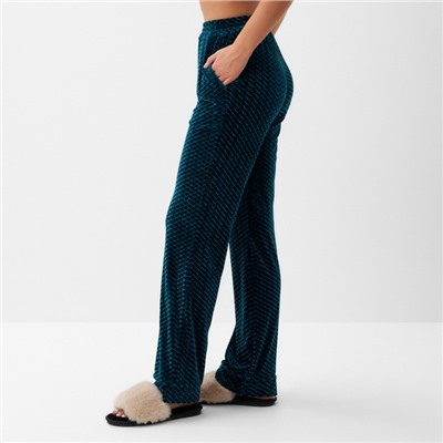 Брюки домашние женские KAFTAN «Бархат», размер 42, зелёные