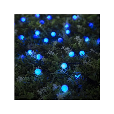 Гирлянда «Нить», 4.5 м, уличная, с насадками «Шарик», IP44, 30 LED, 2 режима, солнечная батарея, тёмная нить, свечение синие