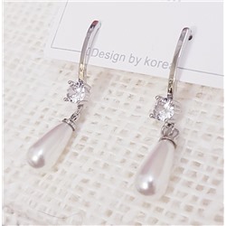Серьги Дольче с жемчугом, цвет серый, 1050, арт.506.696