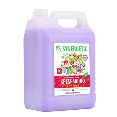 Крем-мыло жидкое SYNERGETIC, биоразлагаемое, для мытья рук и тела «Дикие ягоды», 5 л