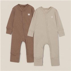 Набор комбинезонов 2 шт. SL HOME рост 74-80 см, бежевый, кофейный