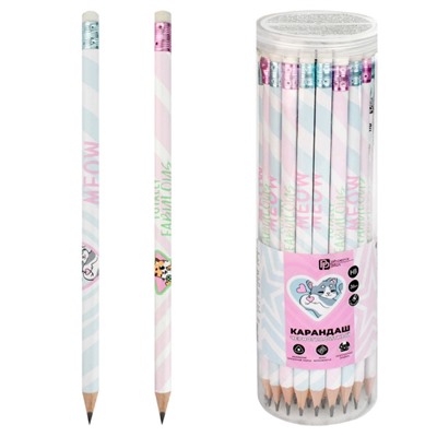 Карандаш черногр. "КОТИКИ И ДРУЗЬЯ" с ластиком, трехгранный HB70087 Феникс