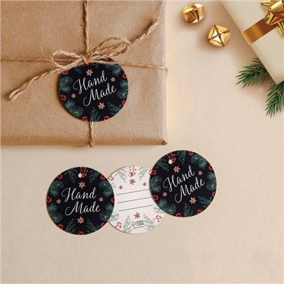Шильдик на подарок Новый год Hand made 6.5×6.5 см
