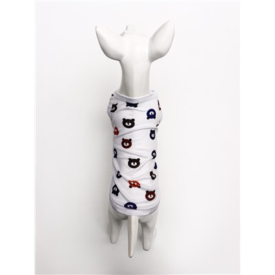 Футболка для животных «Мишка», M (ДС 30, ОГ 42 см), белая