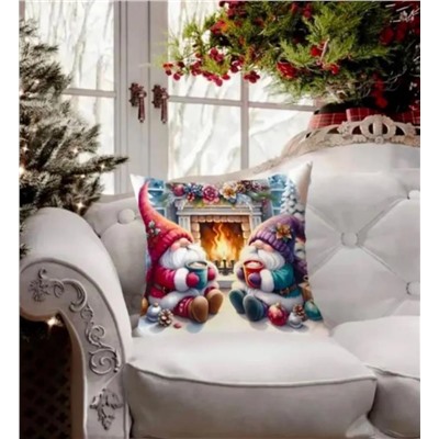 Наволочка декоративная новогодняя 45х45 на молнии, без наполнения